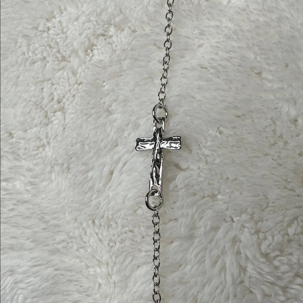 Cross Bracelet Double Sided Silver Tone Bracelet Faith Religious Gifts NWT